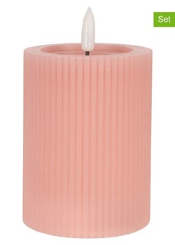 Clayre &amp; Eef Świece LED (2 szt.) w kolorze jasnoróżowym - wys. 13 x Ø 8 cm ze sklepu Limango Polska w kategorii Świece i dyfuzory - zdjęcie 186580704