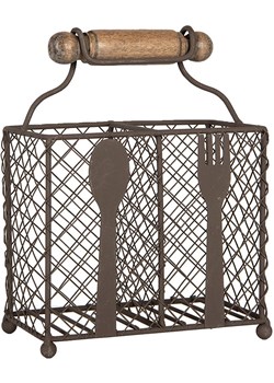 Clayre &amp; Eef Pojemnik w kolorze brązowym na sztućce - 19 x 24 x 11 cm ze sklepu Limango Polska w kategorii Sztućce - zdjęcie 186580714