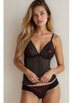 Czarne przejrzyste stringi damskie z serdeuszkami Rubii, Kolor czarny, Rozmiar S, Róża ze sklepu Intymna w kategorii Majtki damskie - zdjęcie 186586651