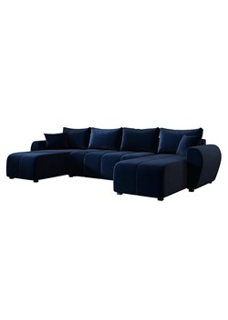 Granatowy rozkładany narożnik welurowy w kształcie U W2-D85 - id: 53369 - marki Elior - 186587104 Granatowy rozkładany narożnik welurowy w kształcie U W2-D85 ze sklepu Edinos.pl w kategorii Narożniki - zdjęcie 186587104