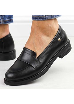 Czarne skórzane Polskie mokasyny damskie Deoni D610 ze sklepu suzana.pl w kategorii Mokasyny damskie - zdjęcie 186589270