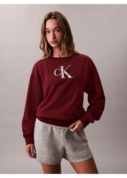Calvin Klein Jeans Bluza damska Kobiety Bawełna bordowy nadruk ze sklepu vangraaf w kategorii Bluzy damskie - zdjęcie 186589761
