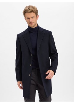 Finshley & Harding Męski wełniany płaszcz Mężczyźni Wełna granatowy jednolity ze sklepu vangraaf w kategorii Płaszcze męskie - zdjęcie 186589773