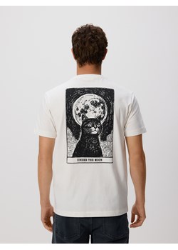 Reserved - T-shirt regular z nadrukiem na plecach - złamana biel ze sklepu Reserved w kategorii T-shirty męskie - zdjęcie 186591174
