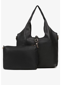 Czarna Torebka Shopperka Ozdobiona Przeszyciami z Dodatkową Saszetką Latavena ze sklepu renee.pl w kategorii Torby Shopper bag - zdjęcie 186591452