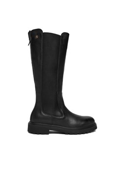 Kozaki Tommy Hilfiger Th Lthr Cleated Long Boot FW0FW08985 Czarny ze sklepu eobuwie.pl w kategorii Kozaki damskie - zdjęcie 186605244