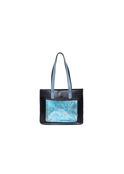 torebka damska skórzana Greta shopper czarno-niebieska ze sklepu Słoń Torbalski w kategorii Torby Shopper bag - zdjęcie 186611971