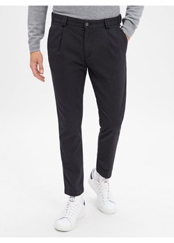 Finshley & Harding Męskie spodnie plisowane - Todd Mężczyźni Bawełna antracytowy jednolity ze sklepu vangraaf w kategorii Spodnie męskie - zdjęcie 186612181