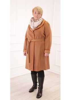 Płaszcz FPL1026 CAMEL CIEMNY ze sklepu fokus.pl w kategorii Płaszcze damskie - zdjęcie 186618993