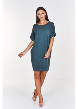 Sukienka FSU766 ZIELONY CIEMNY jeans ze sklepu fokus.pl w kategorii Sukienki - zdjęcie 186623710