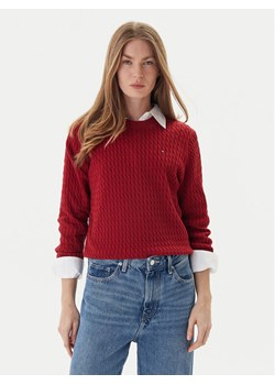 Tommy Hilfiger Sweter Fine WW0WW44993 Czerwony Regular Fit ze sklepu MODIVO w kategorii Swetry damskie - zdjęcie 186642264
