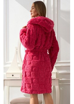 Szlafrok damski z kapturem malinowy 2553 Valentina, Kolor malinowy, Rozmiar XL, L&amp;L ze sklepu Intymna w kategorii Szlafroki damskie - zdjęcie 186643412