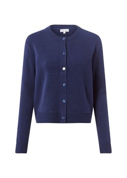 Marie Lund Damski kardigan z wełny merynosów Kobiety drobna dzianina granatowy jednolity ze sklepu vangraaf w kategorii Swetry damskie - zdjęcie 186645033