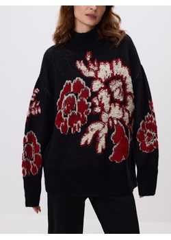 Reserved - Wzorzysty sweter z wełną - czarny ze sklepu Reserved w kategorii Swetry damskie - zdjęcie 186645683