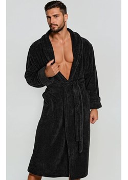 Ciepły szlafrok męski z kołnierzem czarny 130 cm, Kolor czarny, Rozmiar S, DKaren ze sklepu Intymna w kategorii Szlafroki damskie - zdjęcie 186648791