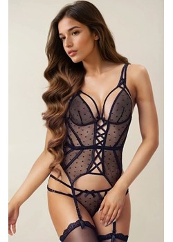 Czarny zmysłowy komplet gorset i figi w kropeczki Kaira, Kolor czarny, Rozmiar S/M, LivCo Corsetti Fashion ze sklepu Intymna w kategorii Gorsety - zdjęcie 186648854