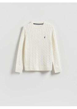 Reserved - Sweter z warkoczowym splotem - złamana biel ze sklepu Reserved w kategorii Swetry męskie - zdjęcie 186661122