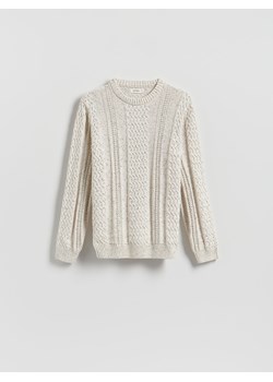 Reserved - Sweter z dekoracyjnym splotem - złamana biel ze sklepu Reserved w kategorii Swetry męskie - zdjęcie 186661231