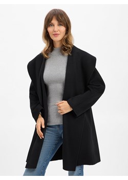 BOSS Damski wełniany płaszcz - Cariby Kobiety Wełna czarny jednolity ze sklepu vangraaf w kategorii Płaszcze damskie - zdjęcie 186661301
