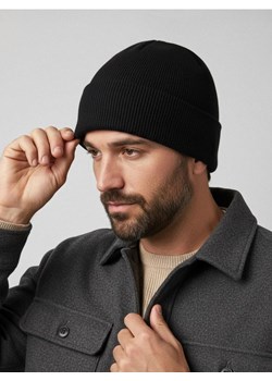 Sinsay - Czapka beanie z domieszką wiskozy - czarny ze sklepu Sinsay w kategorii Czapki zimowe męskie - zdjęcie 186665571