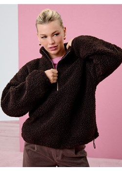 Sinsay - Bluza sherpa ze stójką na zamek - brązowy ze sklepu Sinsay w kategorii Bluzy damskie - zdjęcie 186665964