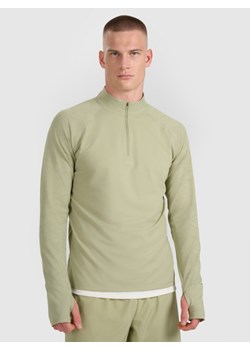 Męska bluza do biegania 4F 4FWAW25TFSWM576 - zielona ze sklepu Sportstylestory.com w kategorii Bluzy męskie - zdjęcie 186668483