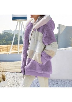 Damska kurtka z misia oversize - S Fioletowy ze sklepu Intimica.pl w kategorii Kurtki damskie - zdjęcie 186670982