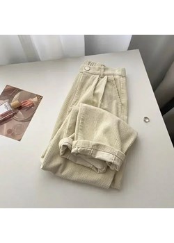 Damskie sztruksowe spodnie typu baggy - Beżowy S ze sklepu Intimica.pl w kategorii Spodnie damskie - zdjęcie 186671002
