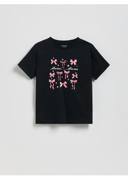 Reserved - T-shirt z nadrukiem - czarny ze sklepu Reserved w kategorii Bluzki dziewczęce - zdjęcie 186672983