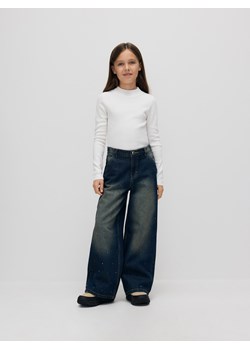 Reserved - Jeansy super wide leg z aplikacją - granatowy ze sklepu Reserved w kategorii Spodnie dziewczęce - zdjęcie 186673314