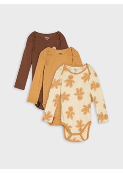 Sinsay - Bawełniane body 3 pack - kremowy ze sklepu Sinsay w kategorii Body niemowlęce - zdjęcie 186674244