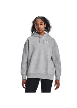 Damska bluza dresowa nierozpinana z kapturem Under Armour UA Icon Fleece OS Hoodie - szara ze sklepu Sportstylestory.com w kategorii Bluzy damskie - zdjęcie 186674663