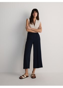 Reserved - Spodnie culotte z wiskozą - granatowy ze sklepu Reserved w kategorii Spodnie damskie - zdjęcie 186678192