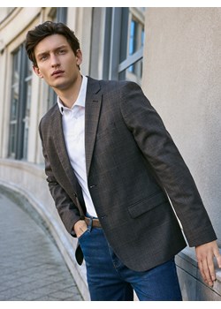 Reserved - Marynarka slim fit z wiskozą - brązowy ze sklepu Reserved w kategorii Marynarki męskie - zdjęcie 186681921