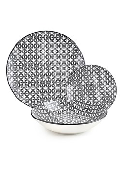 Ibili 12-częściowy zestaw talerzy "Bavaria" w kolorze czarno-białym ze sklepu Limango Polska w kategorii Naczynia - zdjęcie 186682353