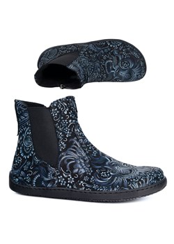 Damskie buty barefoot sztyblety z zamkiem ocieplane 1263 wzory granatowe ze sklepu butyolivier w kategorii Półbuty damskie - zdjęcie 186684344