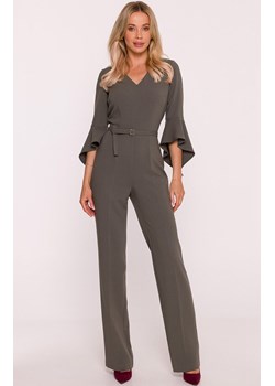 Stylove kombinezon damski z falbaną przy rękawie w kolorze khaki S416, Kolor khaki, Rozmiar L, Stylove ze sklepu Primodo w kategorii Kombinezony damskie - zdjęcie 186686003