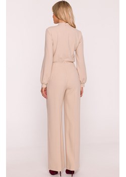 Stylove kombinezon damski z żabotem beżowy S420, Kolor beżowy, Rozmiar L, Stylove ze sklepu Primodo w kategorii Kombinezony damskie - zdjęcie 186686020