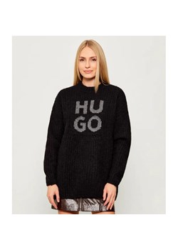 HUGO Wełniany sweter Sloguis | Loose fit ze sklepu Gomez Fashion Store w kategorii Swetry damskie - zdjęcie 186688172