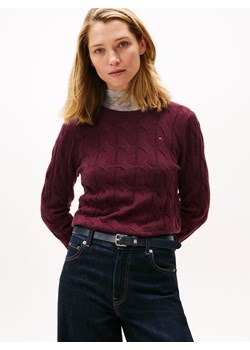 Tommy Hilfiger Sweter damski z dzianiny Kobiety Wełna bakłażanowy jednolity ze sklepu vangraaf w kategorii Swetry damskie - zdjęcie 186694544