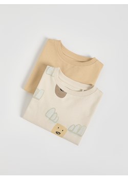 Reserved - Bawełniany longsleeve 2 pack - beżowy ze sklepu Reserved w kategorii T-shirty chłopięce - zdjęcie 186695082