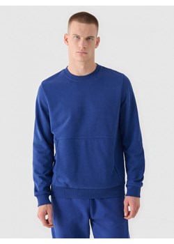 Męska bluza dresowa nierozpinana bez kaptura 4F 4FRAW24TSWSM2051 - niebieska ze sklepu Sportstylestory.com w kategorii Bluzy męskie - zdjęcie 186697041