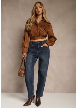 Niebieskie Jeansy Mom Fit High Waist z Wiskozą Erralia ze sklepu renee.pl w kategorii Jeansy damskie - zdjęcie 186699122
