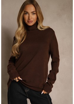 Brązowy Casualowy Golf z Wełną i Bawełną Aplonne ze sklepu renee.pl w kategorii Swetry damskie - zdjęcie 186699172
