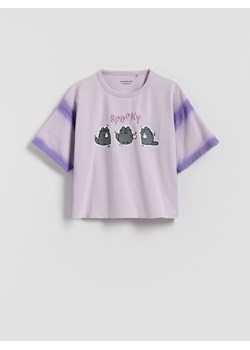 Reserved - T-shirt Pusheen - lawendowy ze sklepu Reserved w kategorii Bluzki dziewczęce - zdjęcie 186701400