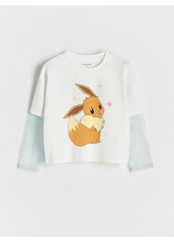 Reserved - Bluzka z łączonych materiałów Pokémon - złamana biel ze sklepu Reserved w kategorii Bluzki dziewczęce - zdjęcie 186701454