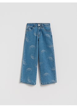 Reserved - Jeansy wide leg Lilo i Stitch - niebieski ze sklepu Reserved w kategorii Spodnie dziewczęce - zdjęcie 186701771