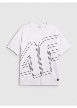 Męski t-shirt oversize z nadrukiem 4F 4FRAW25TTSHM3550 - biały ze sklepu Sportstylestory.com w kategorii T-shirty męskie - zdjęcie 186703163