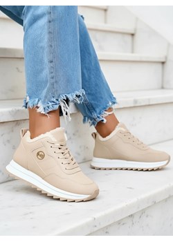 Royalfashion Beżowe buty sportowe damskie z ociepleniem Lahho ze sklepu royalfashion.pl w kategorii Buty sportowe damskie - zdjęcie 186704240