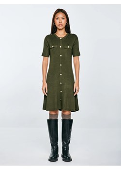 Sukienka damska mini z wiskozy z ozdobnymi guzikami khaki Dilara 303 ze sklepu Big Star w kategorii Sukienki - zdjęcie 186706830